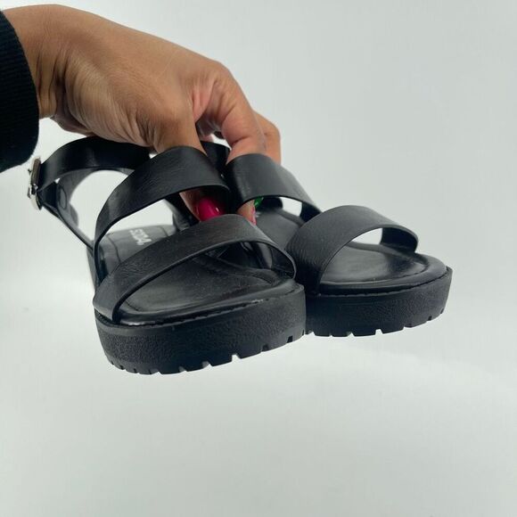 SODA Account Girls Black Platform Sandals Size 3 Y2K Chunky Heel Open Toe Shoes - Picture 10 of 13